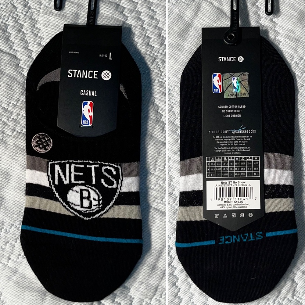$16.99 Stance Men’s Brooklyn Nets ST No Show Socks NBA Large 9-13 NBA 🏀